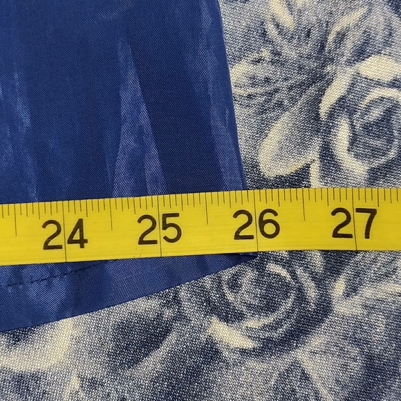 Vintage Velvety Blue Floral Print Maxi Skirt - Picture 11 of 11